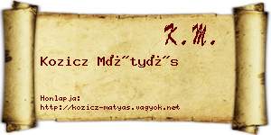 Kozicz Mátyás névjegykártya