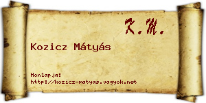 Kozicz Mátyás névjegykártya